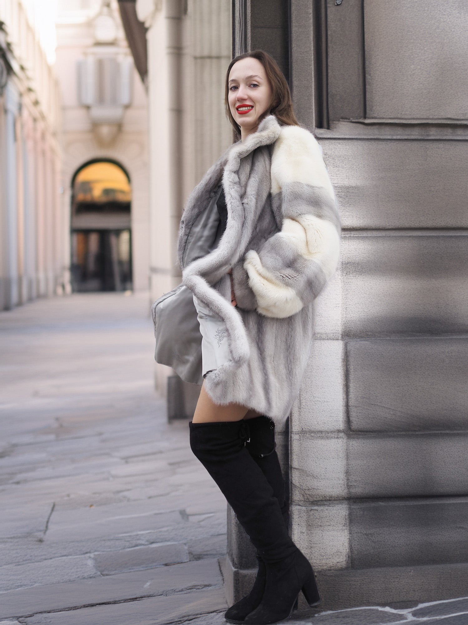 Sapphire And Pearl Mink Fur Coat  S Excellent