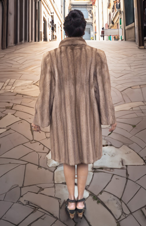 Pastel Light Brown Mink Fur Coat Coats M