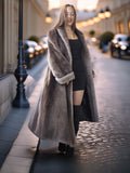 "Phantom Shadows" – Sheared Beaver Full-Length Coat with Fold-Back Cuffs