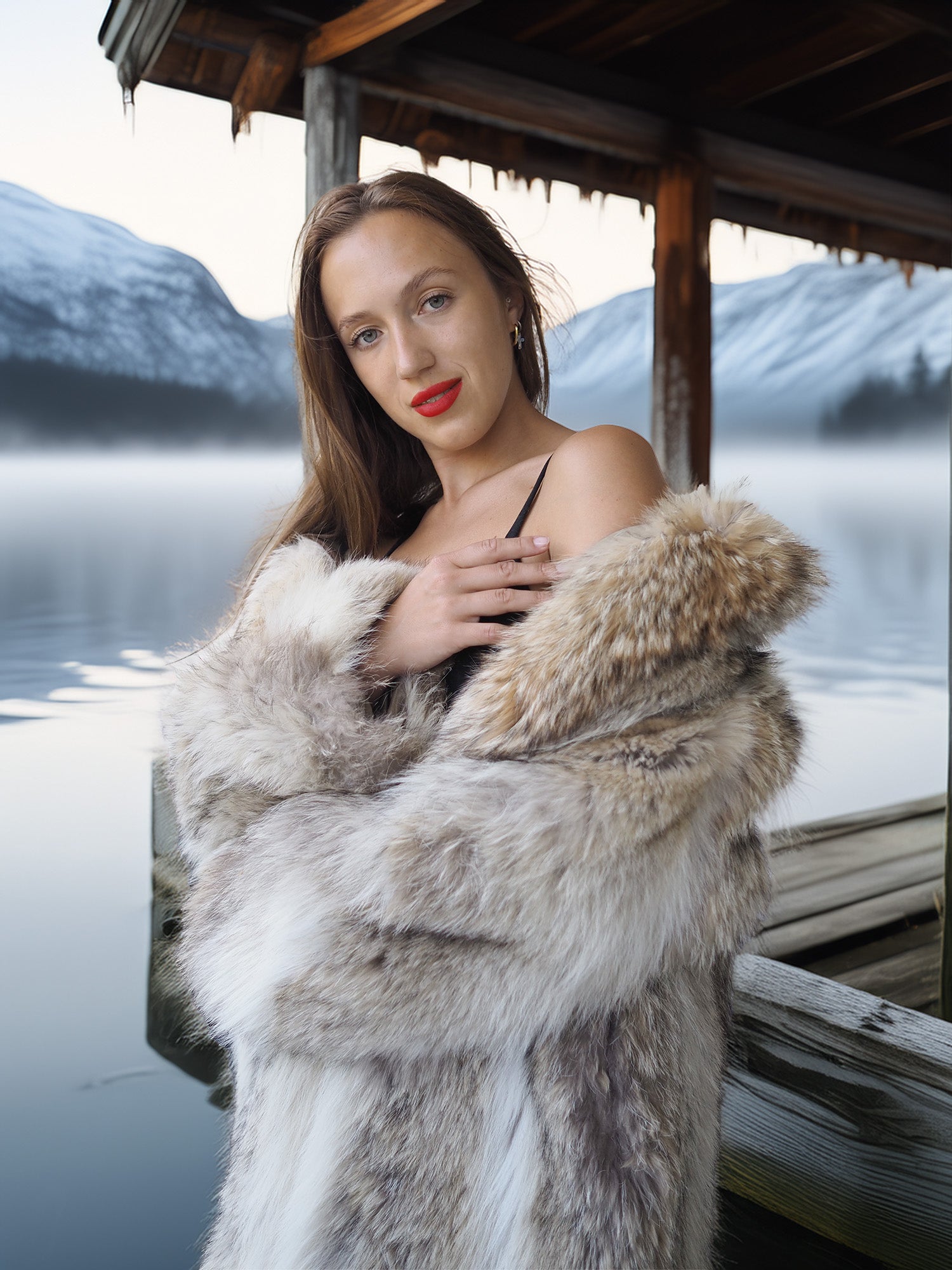 "The Northern Reign"- Coyote Fur Coat with Winter White Accents – Regal, Raw, Untamed