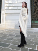 The Chevron Heiress - Pearl & Sapphire Herringbone Mink Coat in Full-Length Drama S