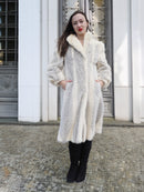 The Chevron Heiress - Pearl & Sapphire Herringbone Mink Coat in Full-Length Drama S