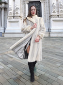 The Chevron Heiress - Pearl & Sapphire Herringbone Mink Coat in Full-Length Drama S