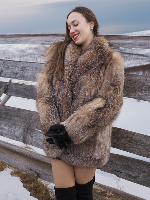 SAGA Crystal Fox Coat Size M Excellent