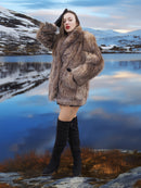SAGA Crystal Fox Coat Size M Excellent