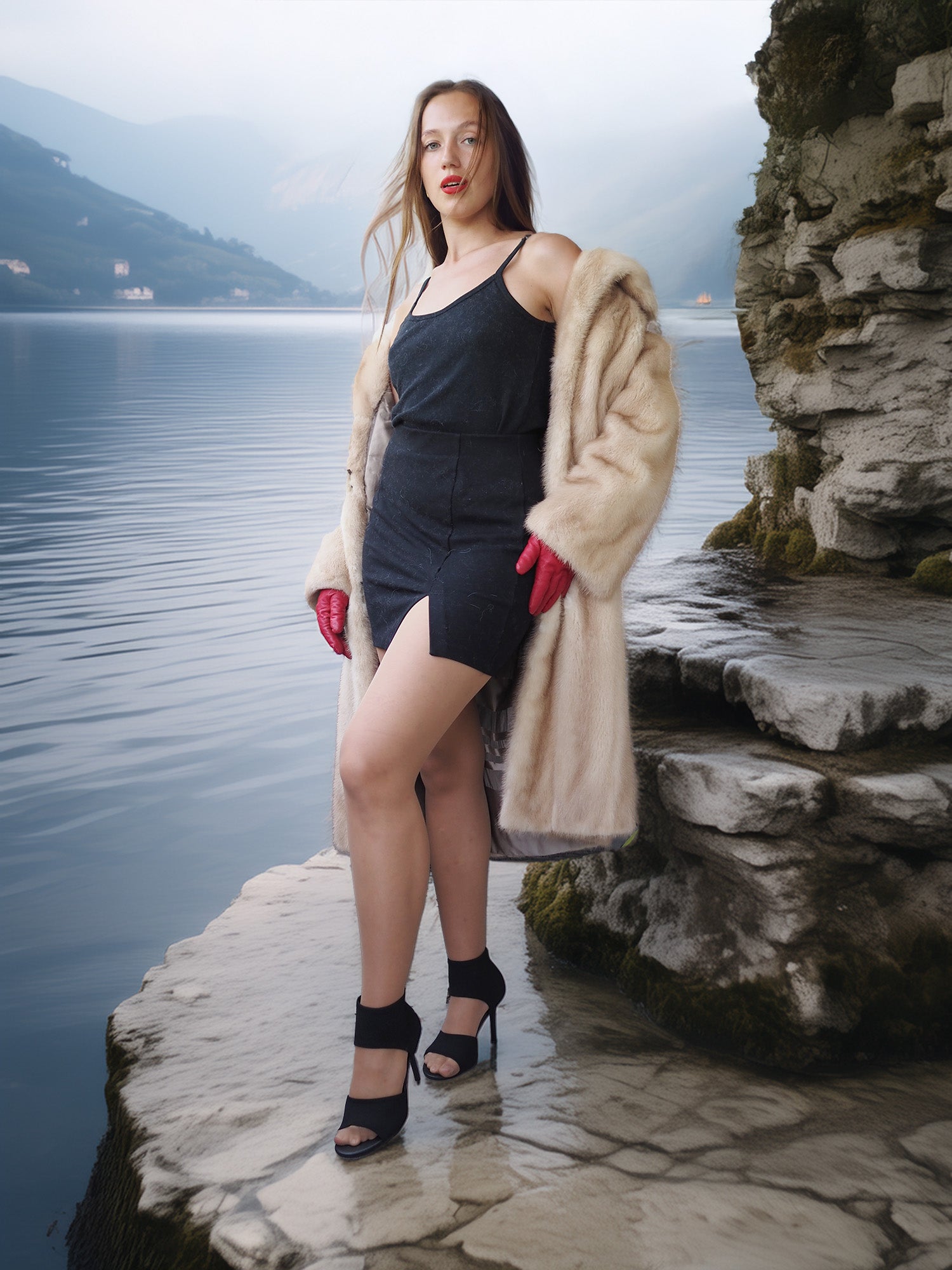 “La Sirène” —  Golden Pearl Mink Fur Coat