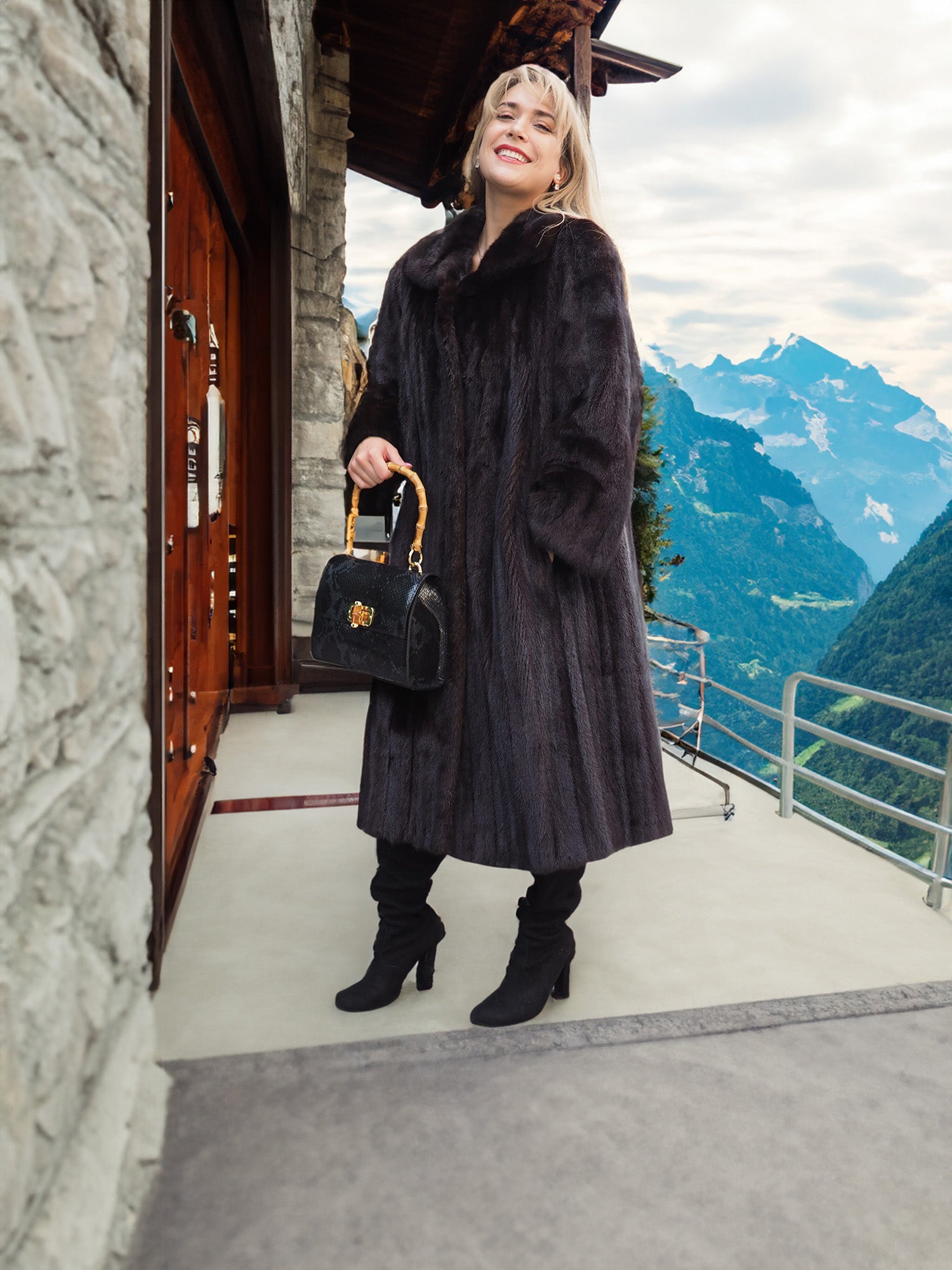 Dark Ranch Female Black Mink Fur Jacket Coat S– Purple Shoshana Furs