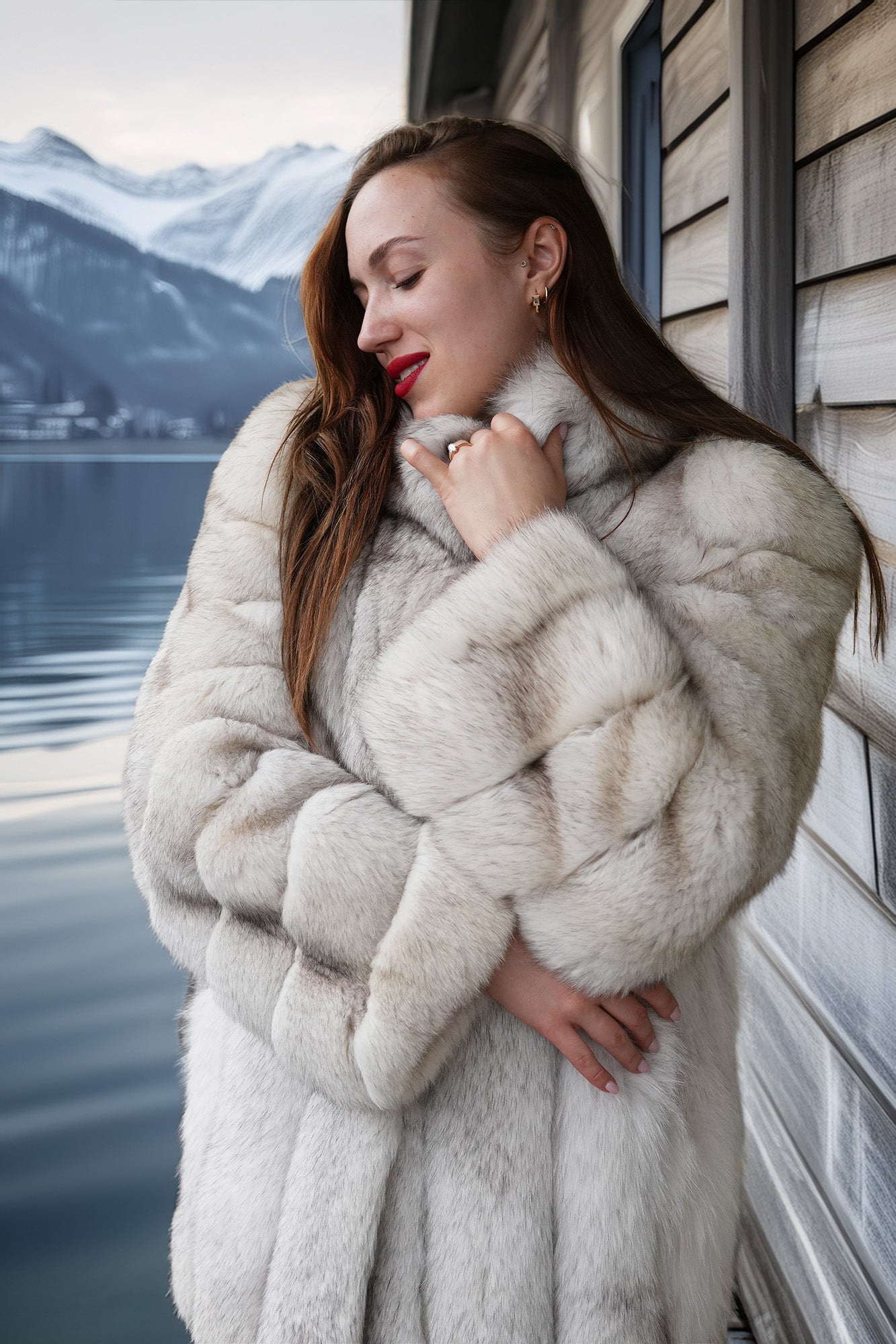 Silver Veil Blue Fox Fur Jacket | Light Grey Fur Coat