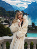 Cream Pearl Mink Fur Coat  50"  Long M/L
