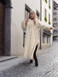 Cream Pearl Mink Fur Coat  50"  Long M/L
