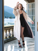 Via Veneto – Cream Sheared Beaver Fur Coat, Couture Finish