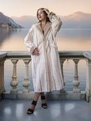 Via Veneto – Cream Sheared Beaver Fur Coat, Couture Finish