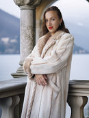 Via Veneto – Cream Sheared Beaver Fur Coat, Couture Finish