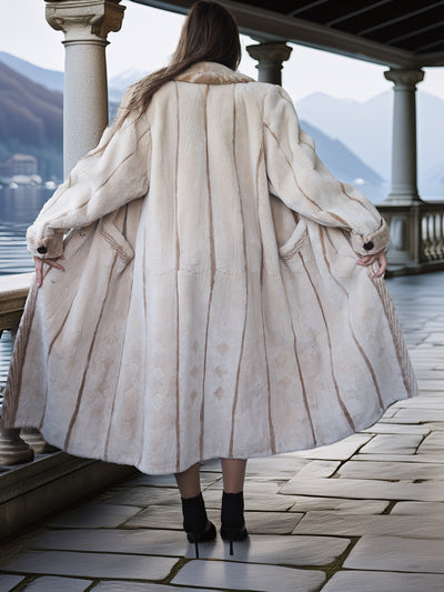 Via Veneto – Cream Sheared Beaver Fur Coat, Couture Finish