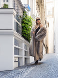 Silver Indigo Fox Fur Coat By Christian Dior 52" Long M