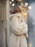 Cream Pearl Mink Fur Coat Bell sleeves By Holt Renfrew M/L