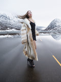 Coyote Fur Coat Coats White Fox Trim Shawl Collar Detachable Belt S