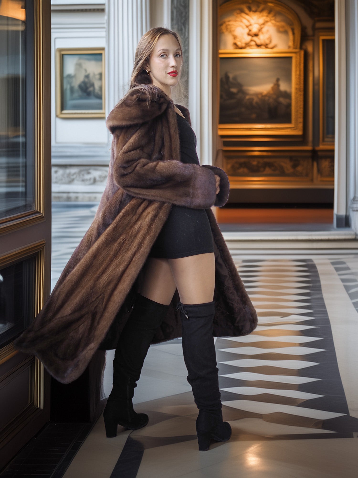 "La Douceur Royale" — Modern Style Demi Buff NAFA Mink Swing Coat