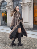 Canadian Raccoon Fur Coat Coats Scalloped Hem Design XS/S