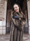 Canadian Raccoon Fur Coat Coats Scalloped Hem Design XS/S