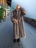 Crystal Fox Fur Coat Shawl collar 50" Long M