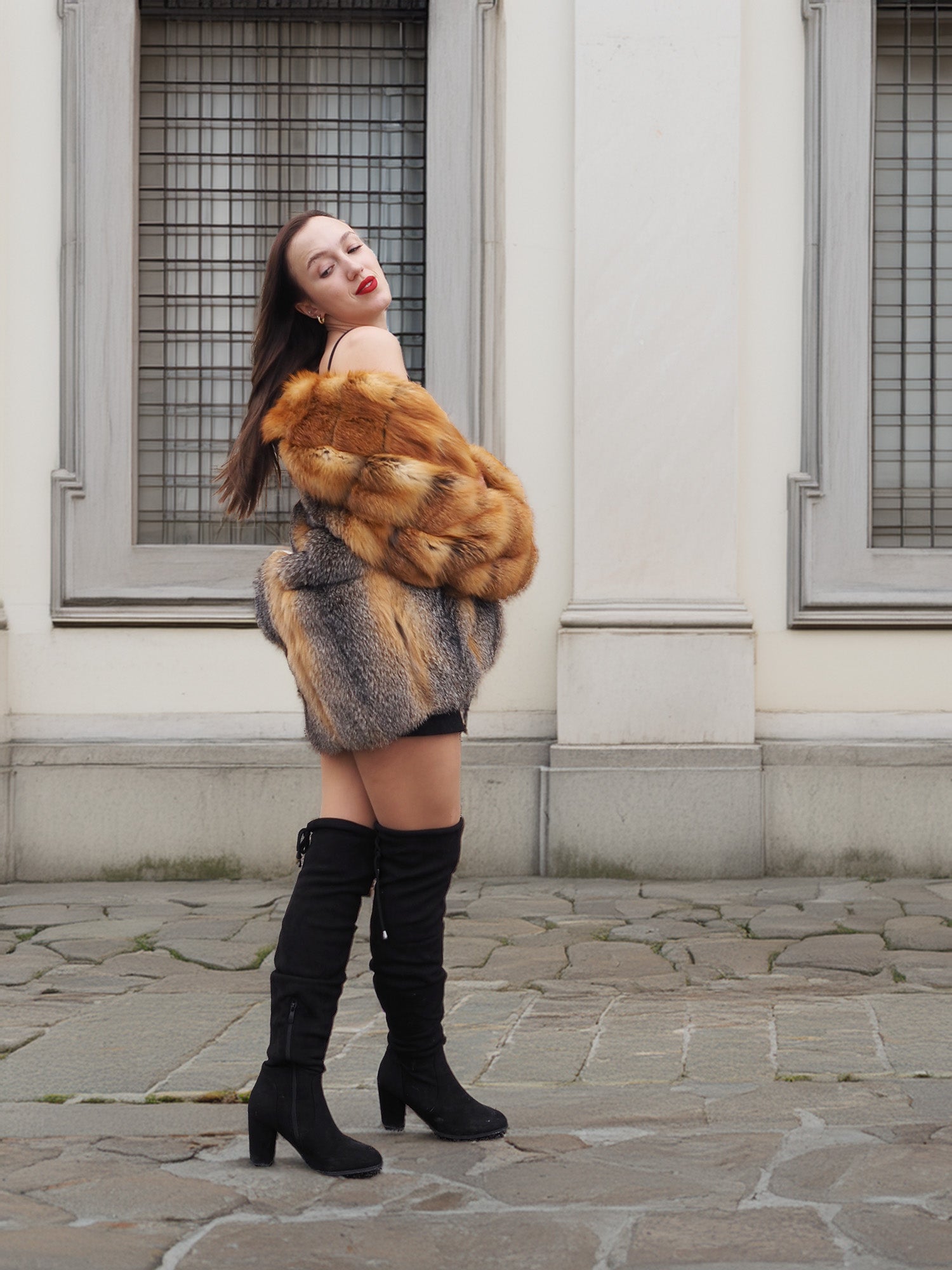 The Ember Spell – Brand New Red Fox & Grey Fox Jacket M