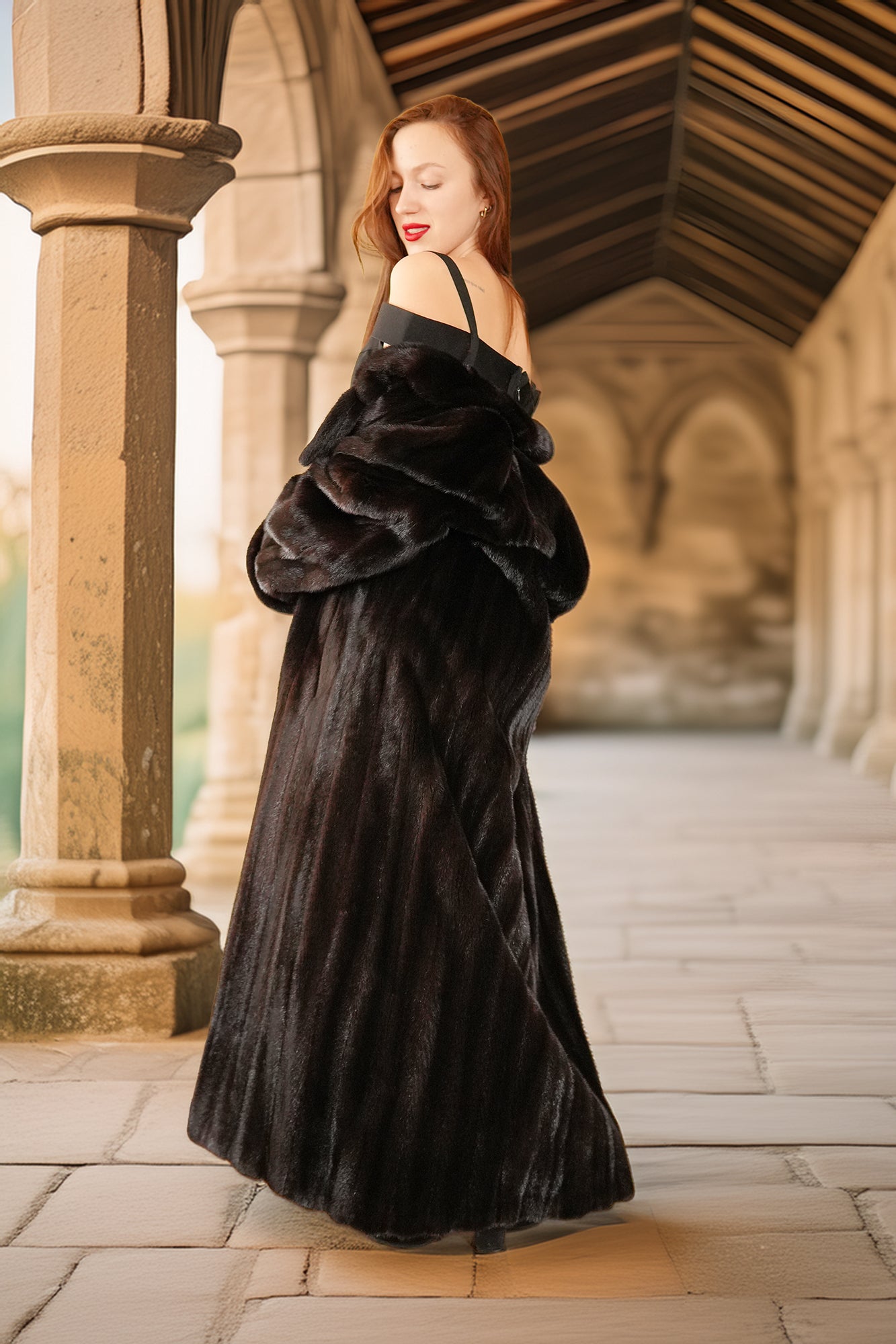 "La Diva Noir" – Designer Black Onyx Mink Coat with Rich Satin Lining