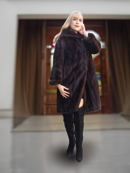 Canada Majestic Dark Ranch Black Mink Fur Jacket Coat S/M