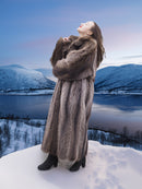 Silver Tip Canadian Raccoon Fur Coat Coats L/XL 50" Long