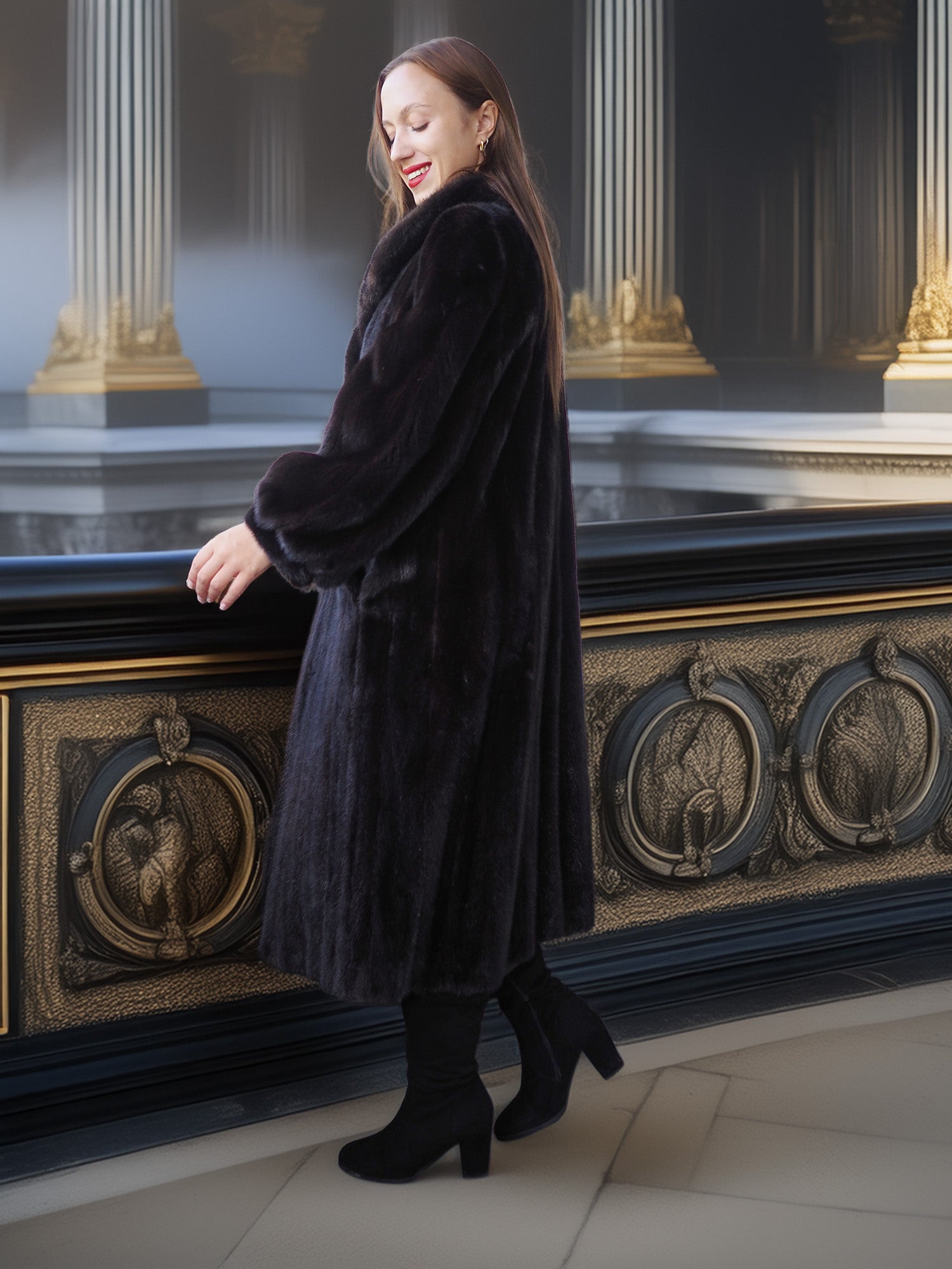 "Shadow Reign" – Classic Black Mink with Detachable Fox Collar