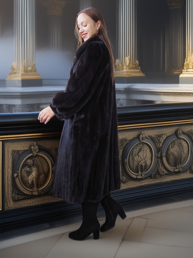 "Shadow Reign" – Classic Black Mink with Detachable Fox Collar