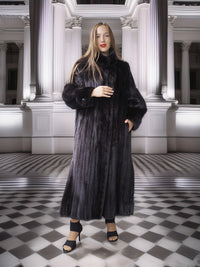 "Black Venus"- Black Mink Coat with Dramatic Sweep and Sculpted Collar