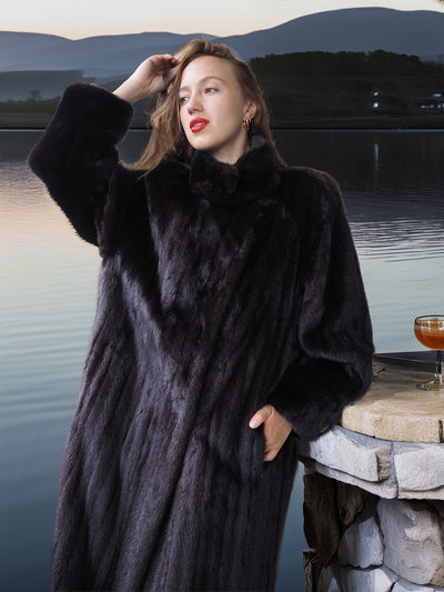 "Black Venus"- Black Mink Coat with Dramatic Sweep and Sculpted Collar