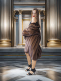 The Marquise Swing – Demi Buff Mink Swing Stroller Coat with Fold Back Cuffs