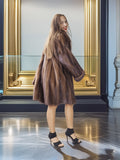 The Marquise Swing – Demi Buff Mink Swing Stroller Coat with Fold Back Cuffs