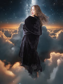 Heavenly Ascent – Black Velvet Soft Hooded Mink Silk Lining 50" Long