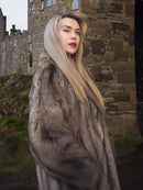 Fisher Sable Fur Coat near ancient castle