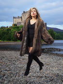 Fisher Sable Fur Coat on rocky beach