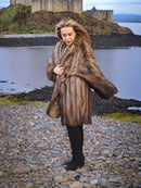Fisher Sable Fur Coat on rocky shoreline