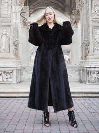 Black Mink Fur Coat Coats M Excellent