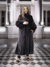 "Black Venus"- Black Mink Coat with Dramatic Sweep and Sculpted Collar