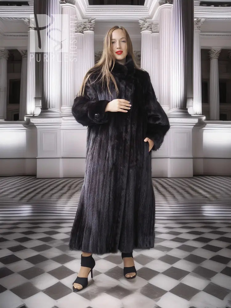 "Black Venus"- Black Mink Coat with Dramatic Sweep and Sculpted Collar