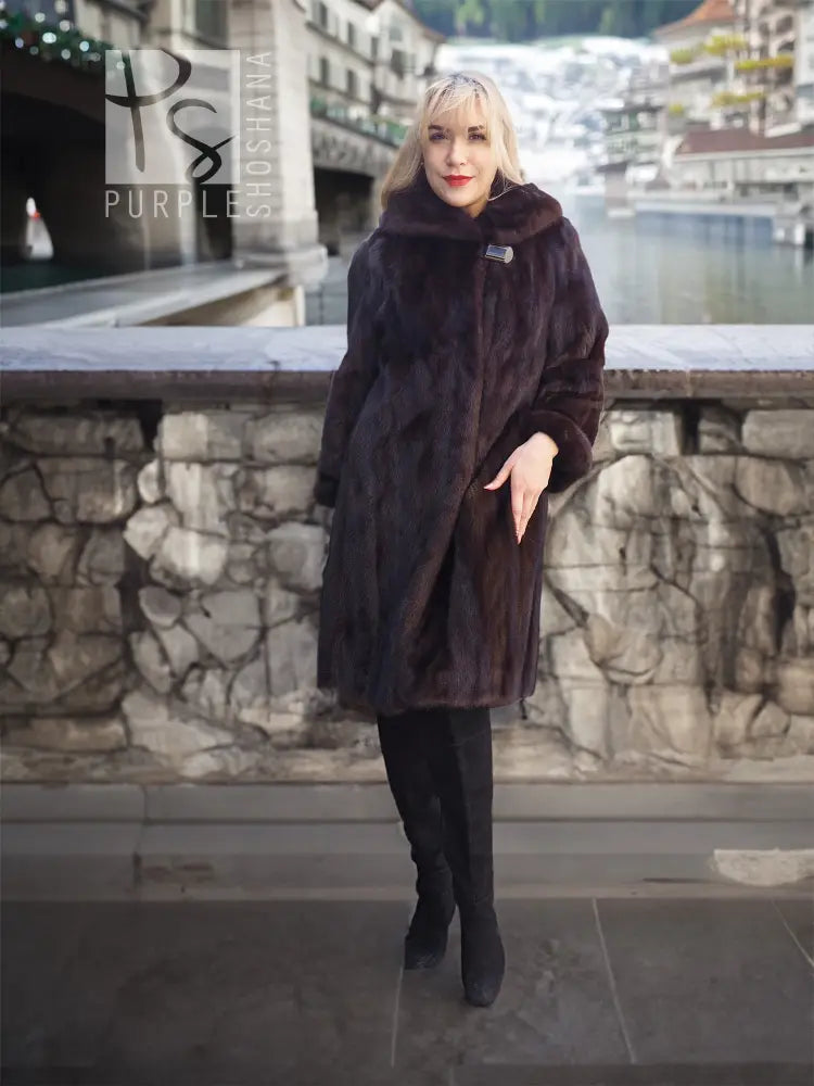 Canada Majestic Dark Ranch Black Mink Fur Jacket Coat S/M