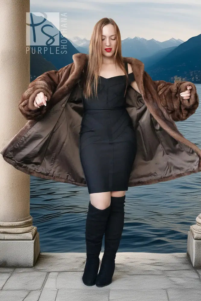 "Como Confidential" — Brown Mink Fur Jacket | Demi Buff Mink Jacket