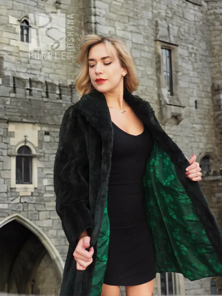 Dark Green Sheared Beaver Jacket Size M/L Made In Canada