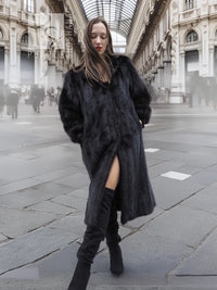 Dark Ranch Black Mink Fur Coat Coats M Petit Classic Design