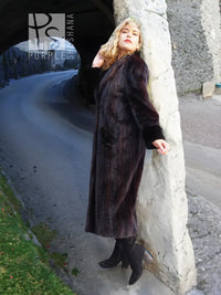 Dark Ranch Black Mink Fur Coat Jacket M No Monogram Unique Design