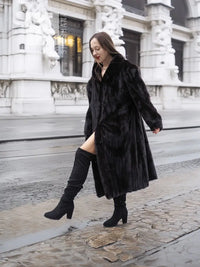 Dark Ranch Black Mink Fur Coat Jacket XL/XXL