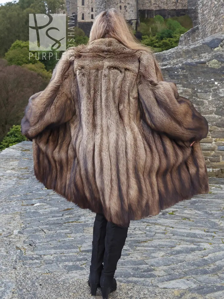 Fisher Sable Fur Coat - Luxury Light Brown Fur Coat – Purple