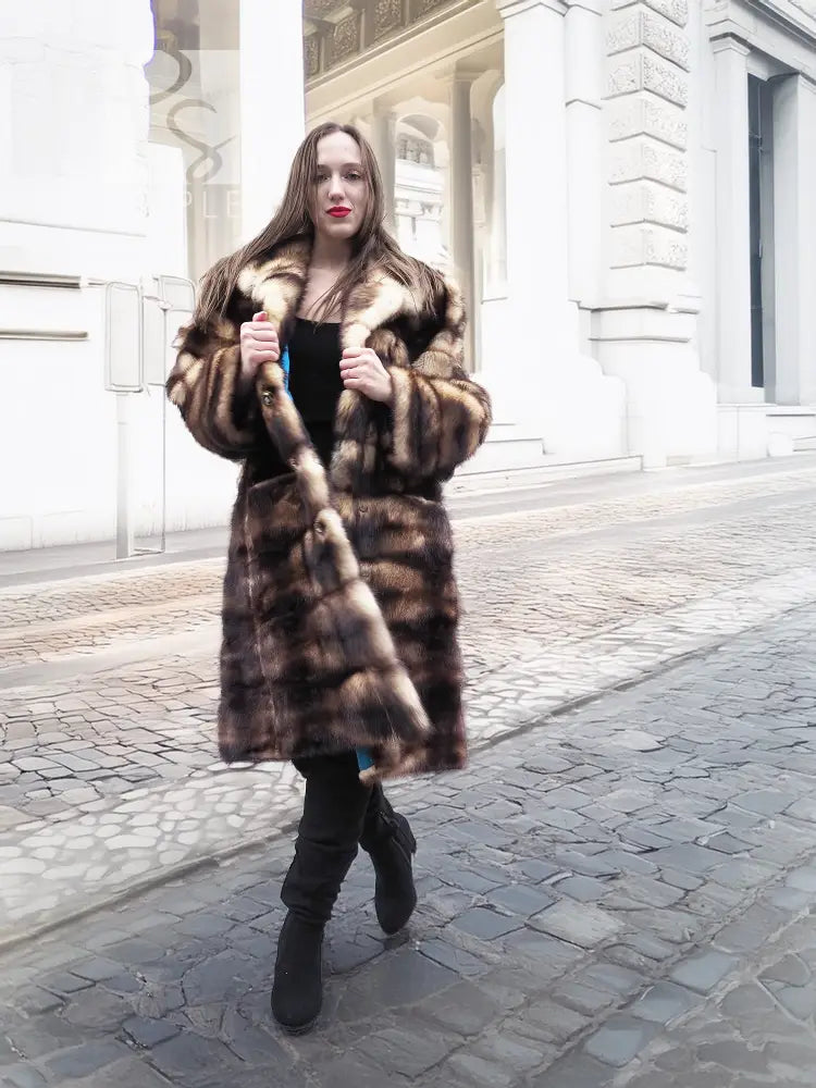 Fitch Vintage Fur Coat - Horizontal Design | Silk Lining – Purple
